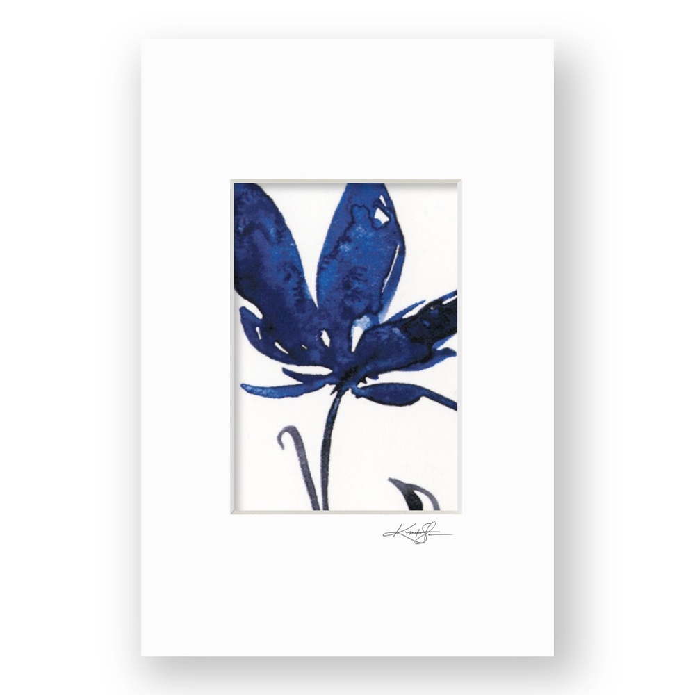 Flower Print in Mat from original painting by Kathy Morton Stanion - Blue Bloom